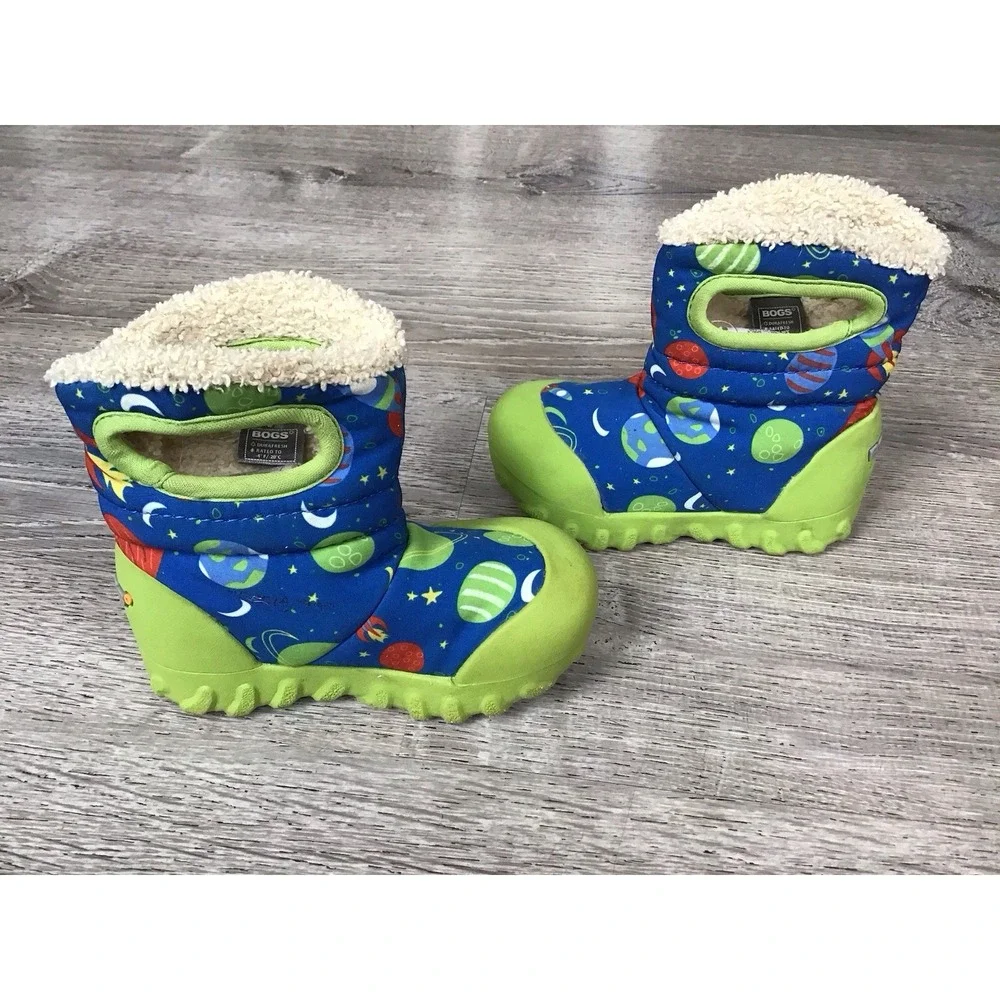 BOGS B-moc Baby Size 6 Winter Boots Blue Multi Space Snow Boots Infant Pull On
